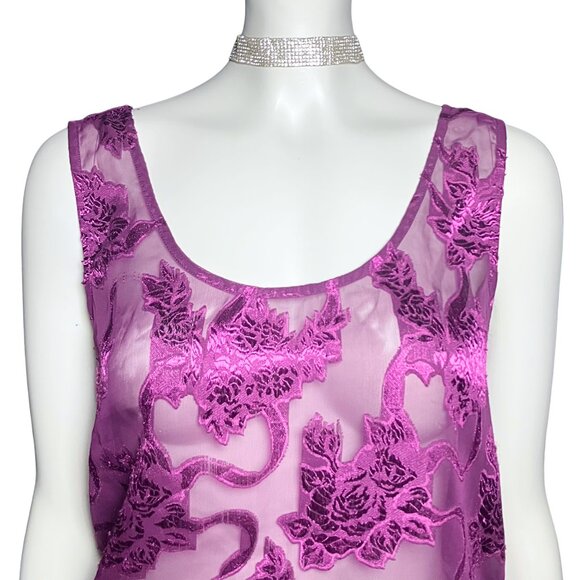 Vintage Victoria’s Secret Gold Label Sheer Purple Tank Top. Small. Fairy Brocade - Picture 5 of 9